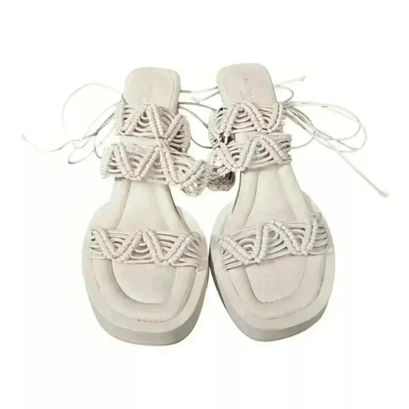 Paloma Barcelo Platform Heels Sandal Ivory Leather Women's 41/11 - Picture 3 of 8